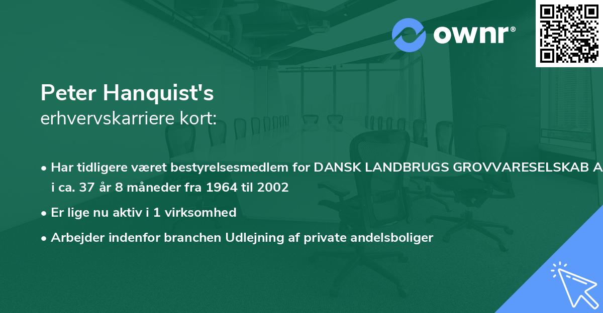 Peter Hanquist's erhvervskarriere kort