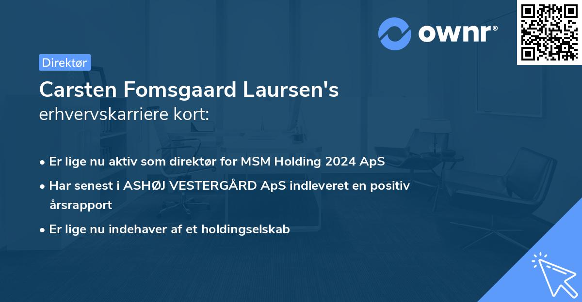 Carsten Fomsgaard Laursen's erhvervskarriere kort