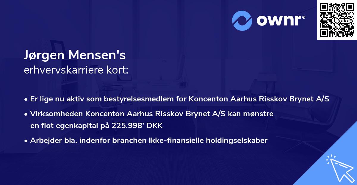 Jørgen Mensen's erhvervskarriere kort