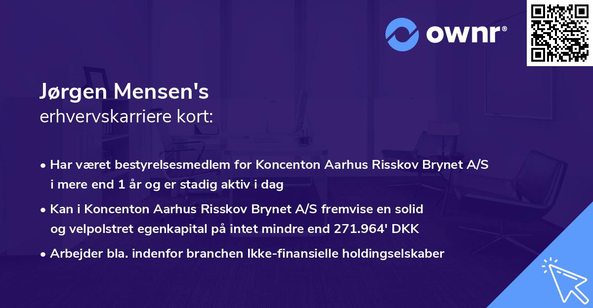 Jørgen Mensen's erhvervskarriere kort