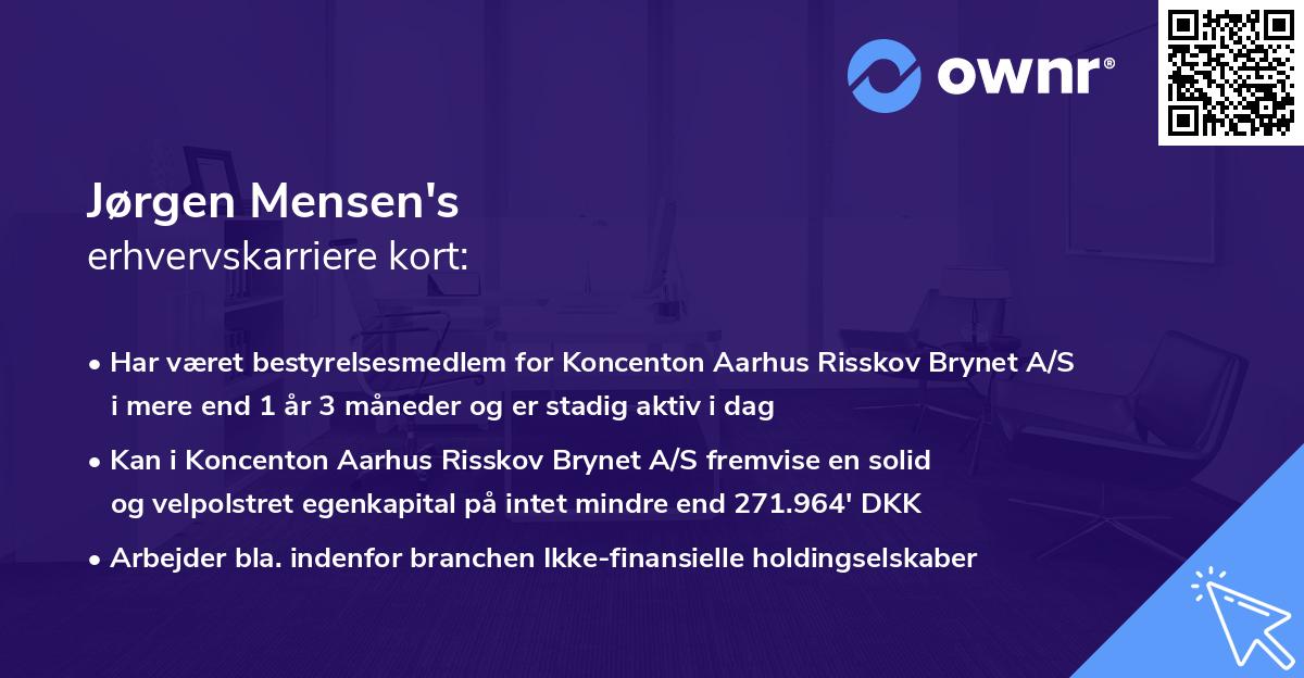 Jørgen Mensen's erhvervskarriere kort