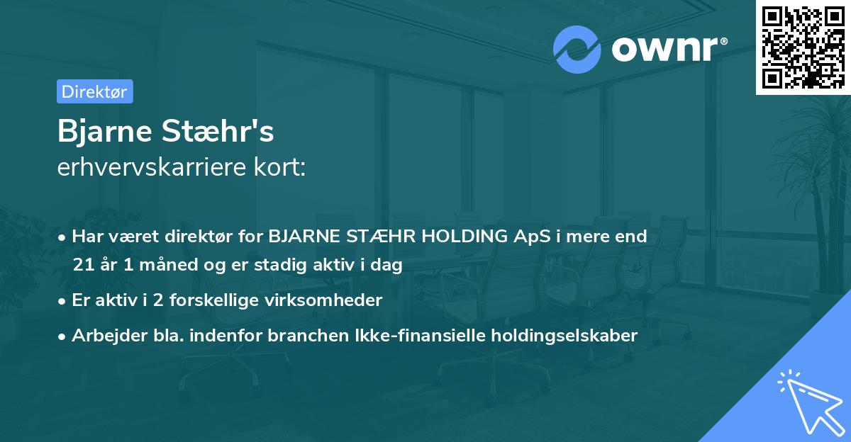 Bjarne Stæhr's erhvervskarriere kort