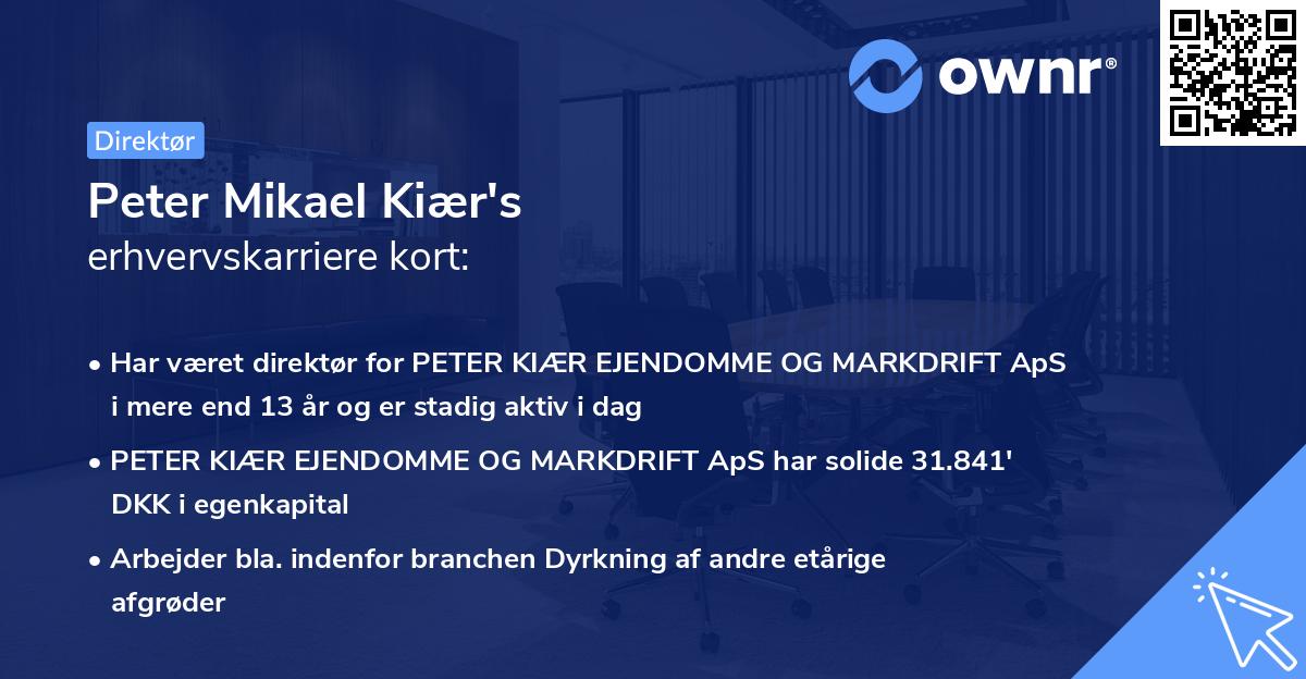 Peter Mikael Kiær's erhvervskarriere kort