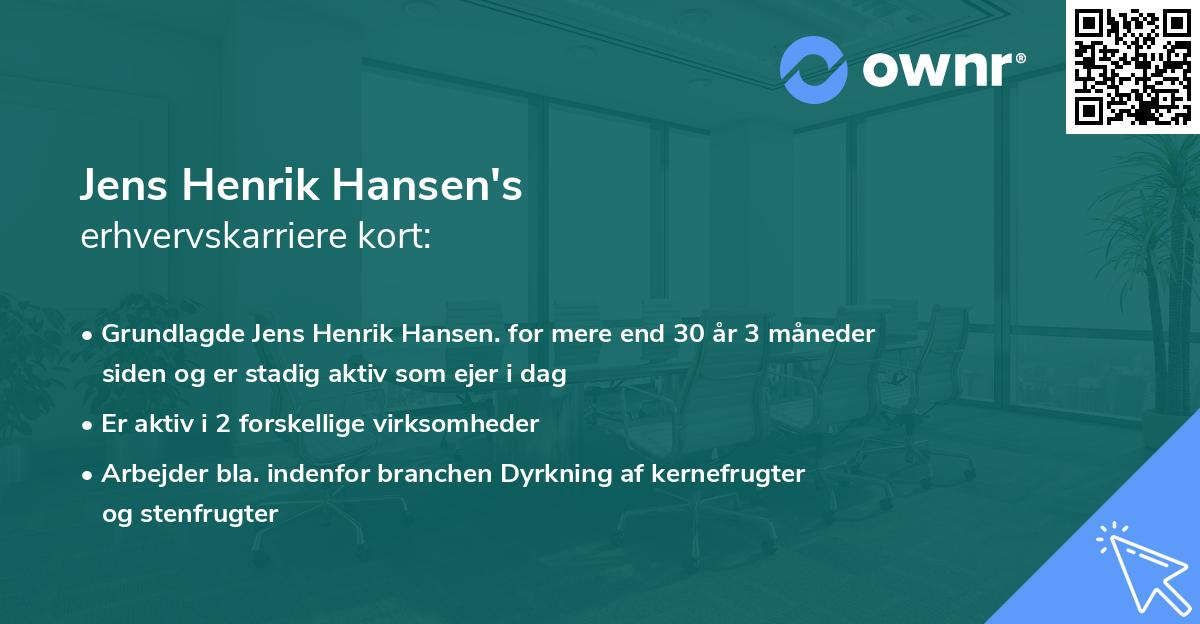 Jens Henrik Hansen's erhvervskarriere kort