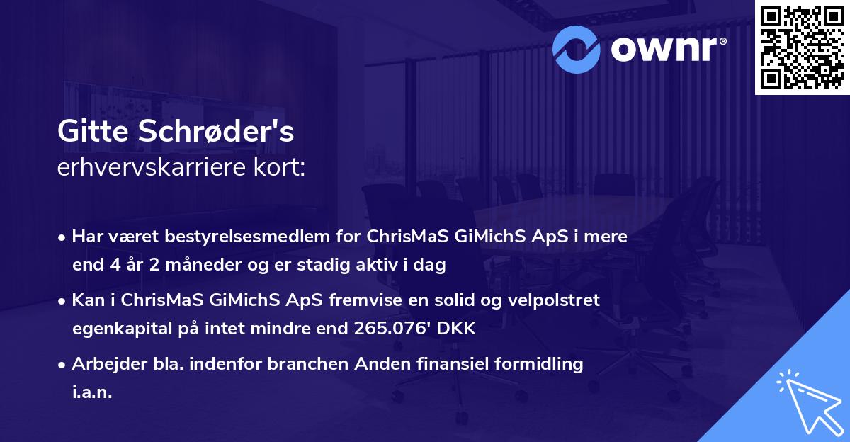 Gitte Schrøder's erhvervskarriere kort