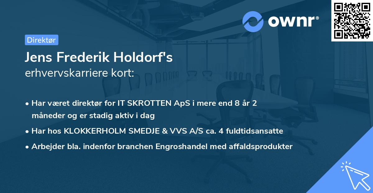 Jens Frederik Holdorf's erhvervskarriere kort