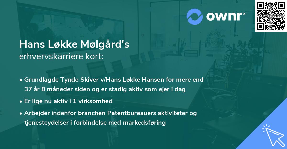 Hans Løkke Mølgård's erhvervskarriere kort