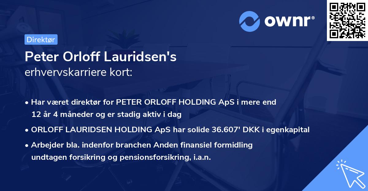 Peter Orloff Lauridsen's erhvervskarriere kort
