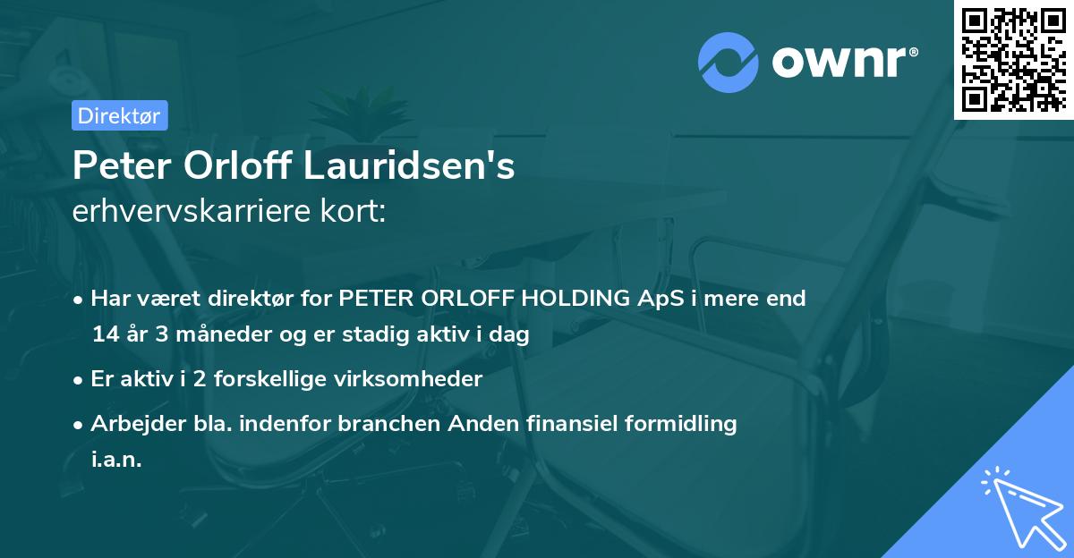 Peter Orloff Lauridsen's erhvervskarriere kort