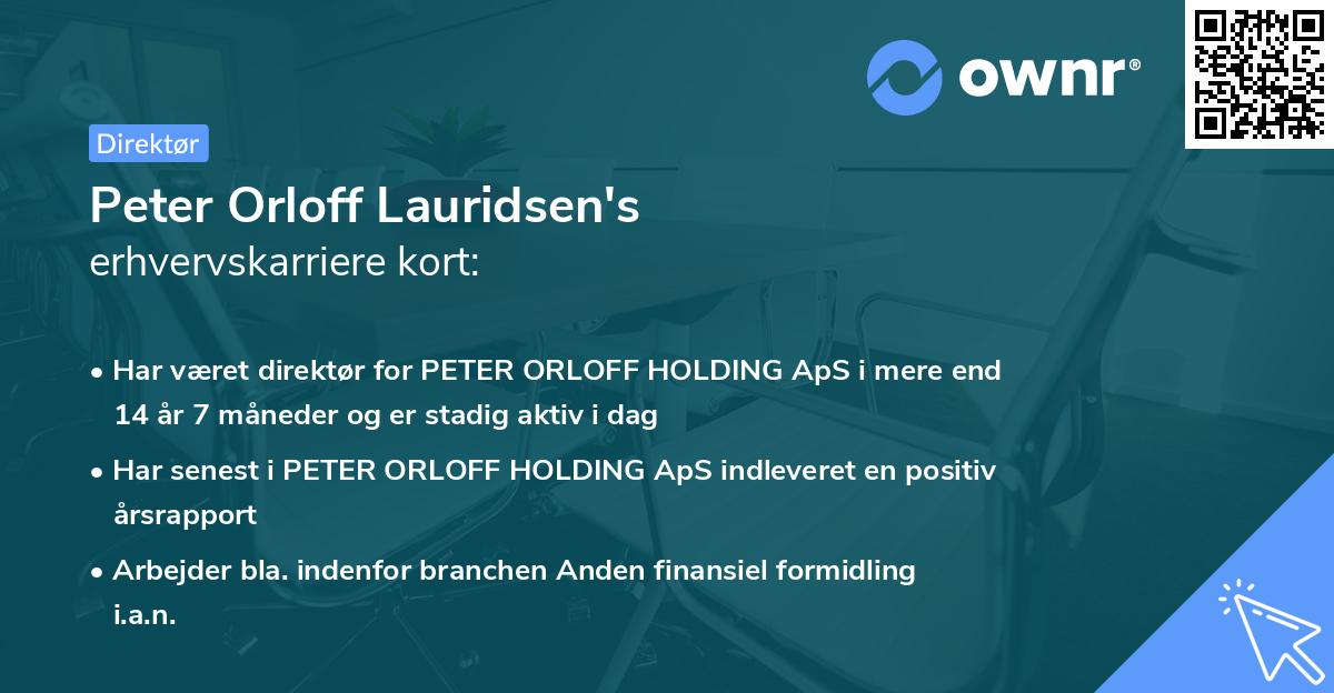 Peter Orloff Lauridsen's erhvervskarriere kort