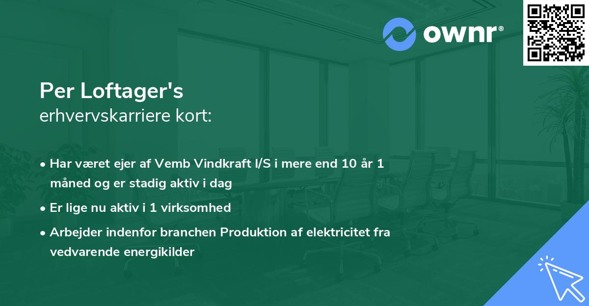 Per Loftager's erhvervskarriere kort