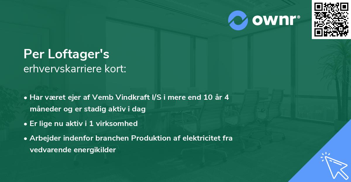 Per Loftager's erhvervskarriere kort