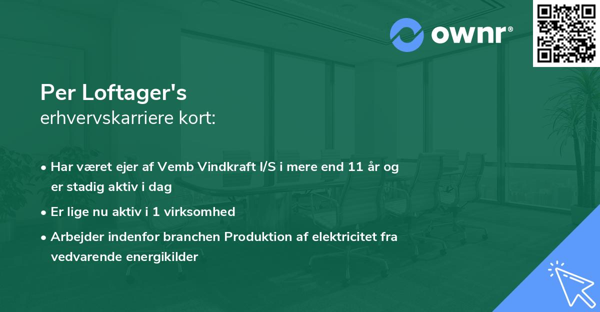 Per Loftager's erhvervskarriere kort
