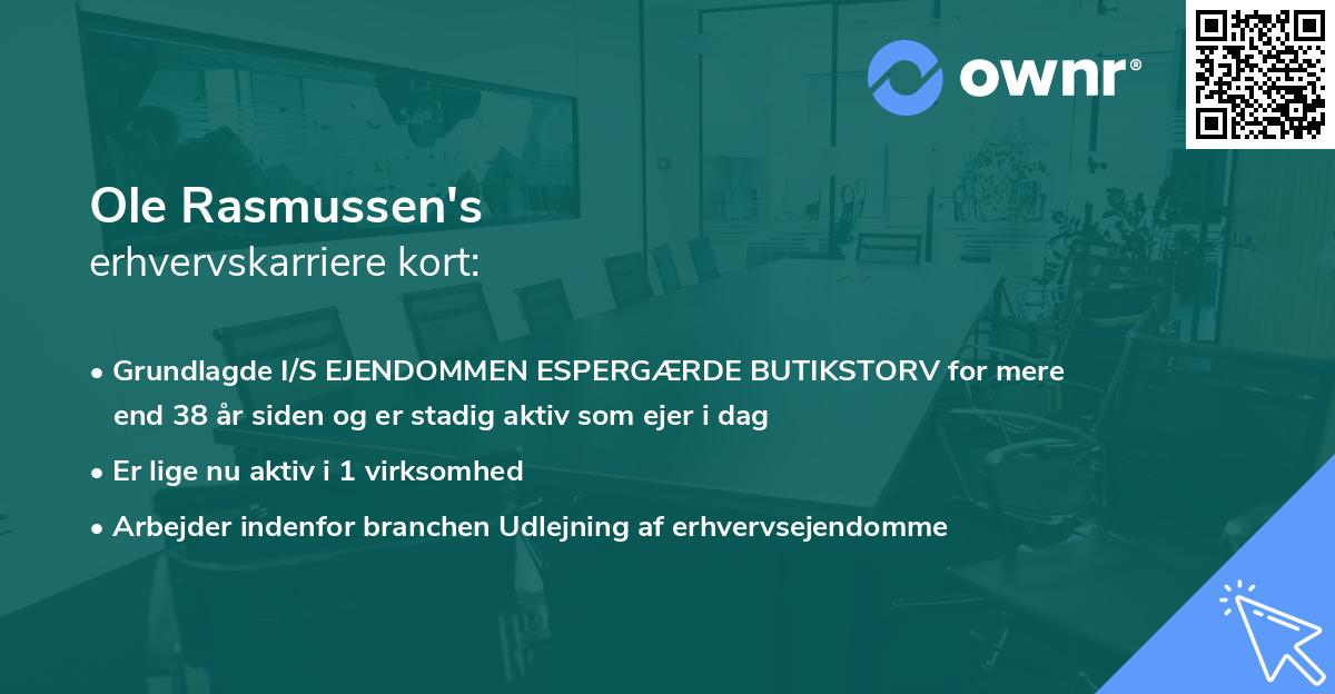 Ole Rasmussen's erhvervskarriere kort