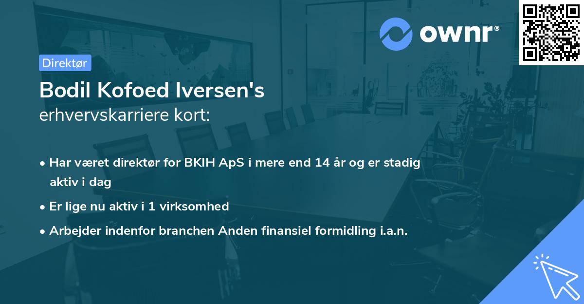 Bodil Kofoed Iversen's erhvervskarriere kort