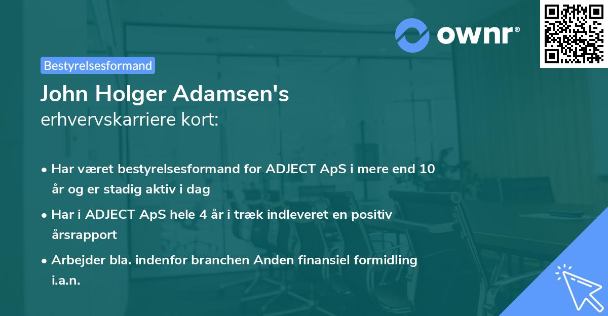 John Holger Adamsen's erhvervskarriere kort