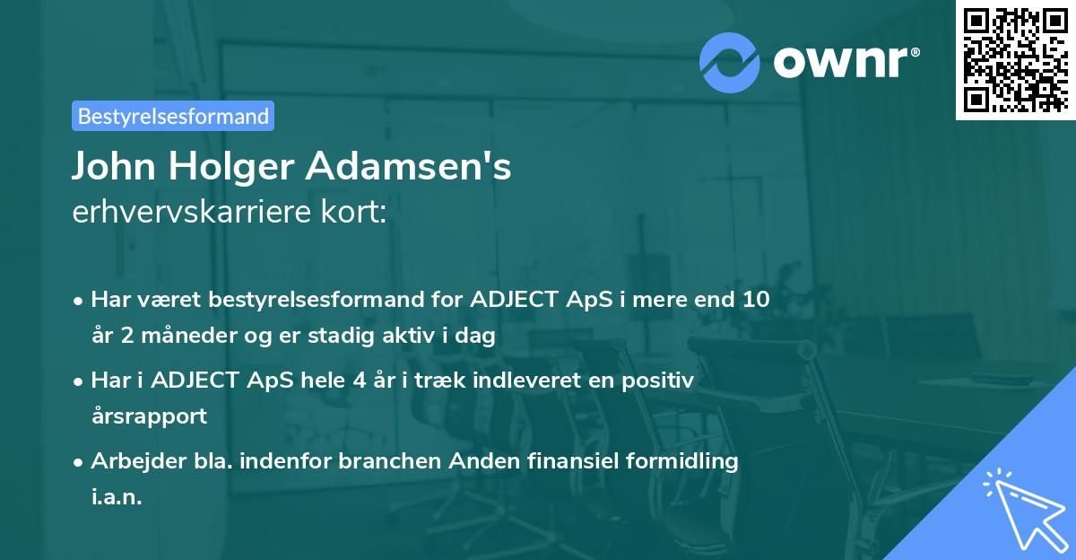 John Holger Adamsen's erhvervskarriere kort