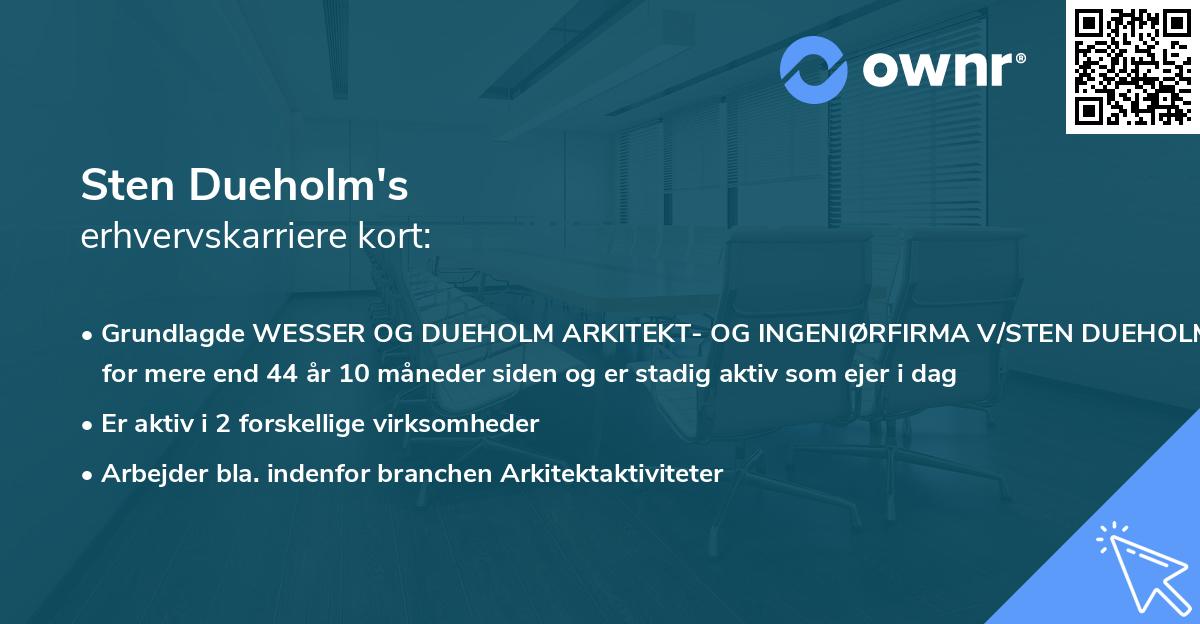 Sten Dueholm's erhvervskarriere kort