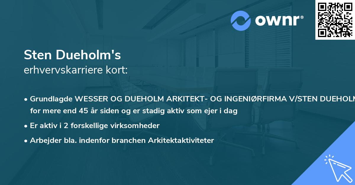 Sten Dueholm's erhvervskarriere kort