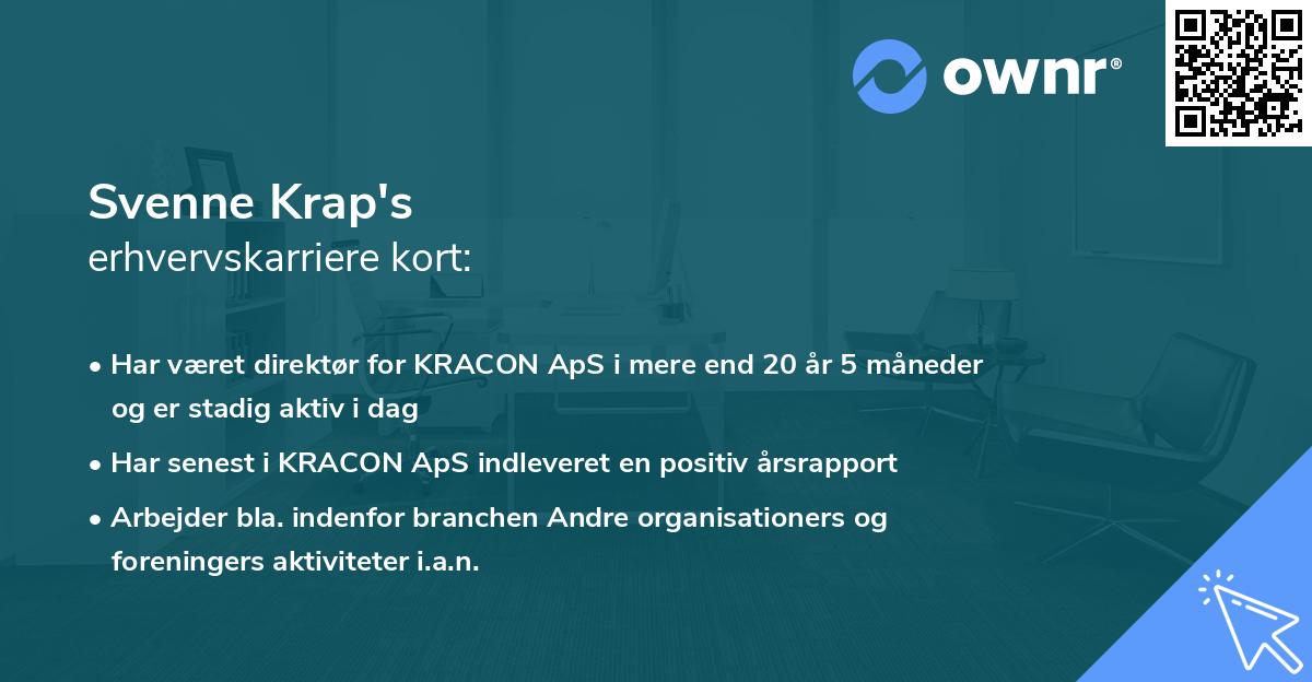 Svenne Krap's erhvervskarriere kort