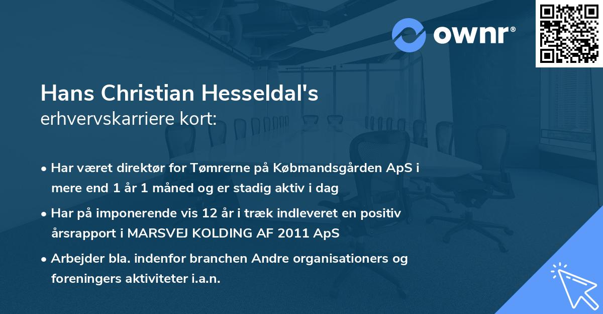 Hans Christian Hesseldal's erhvervskarriere kort