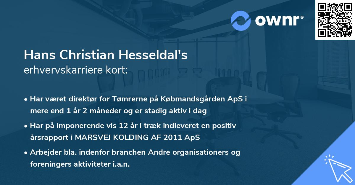 Hans Christian Hesseldal's erhvervskarriere kort