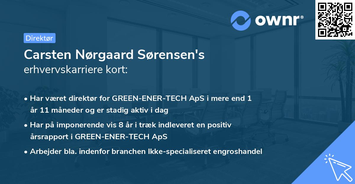 Carsten Nørgaard Sørensen's erhvervskarriere kort