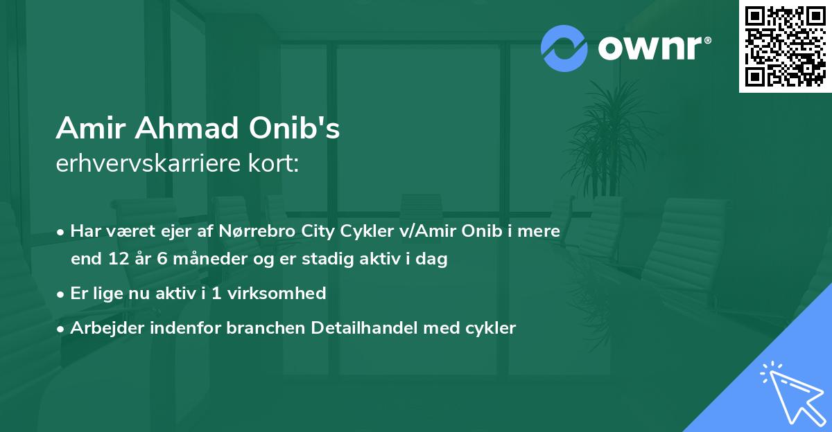 Amir Ahmad Onib's erhvervskarriere kort