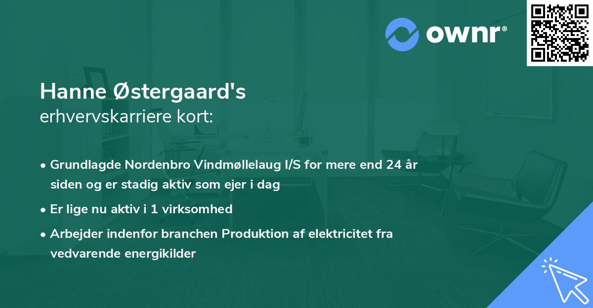 Hanne Østergaard's erhvervskarriere kort