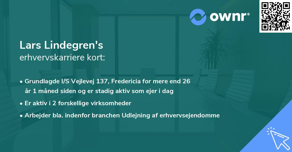 Lars Lindegren's erhvervskarriere kort