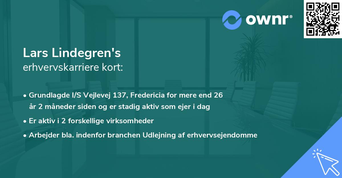 Lars Lindegren's erhvervskarriere kort