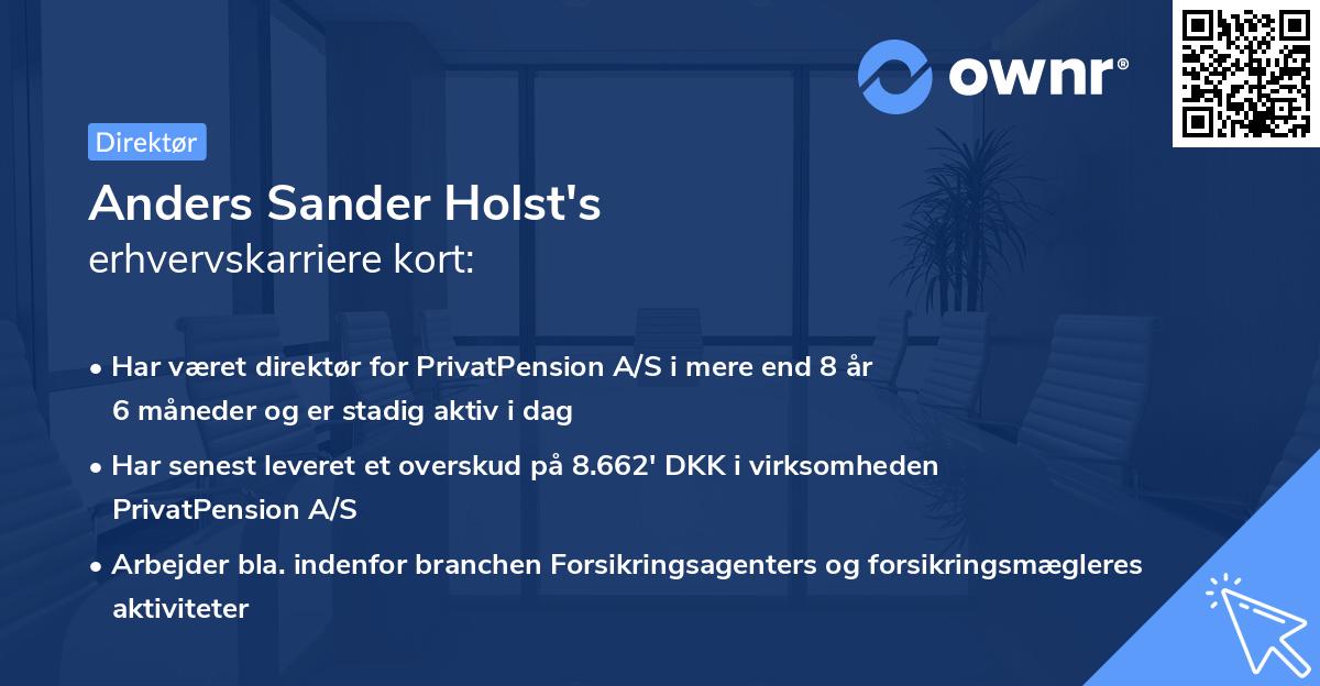 Anders Sander Holst's erhvervskarriere kort