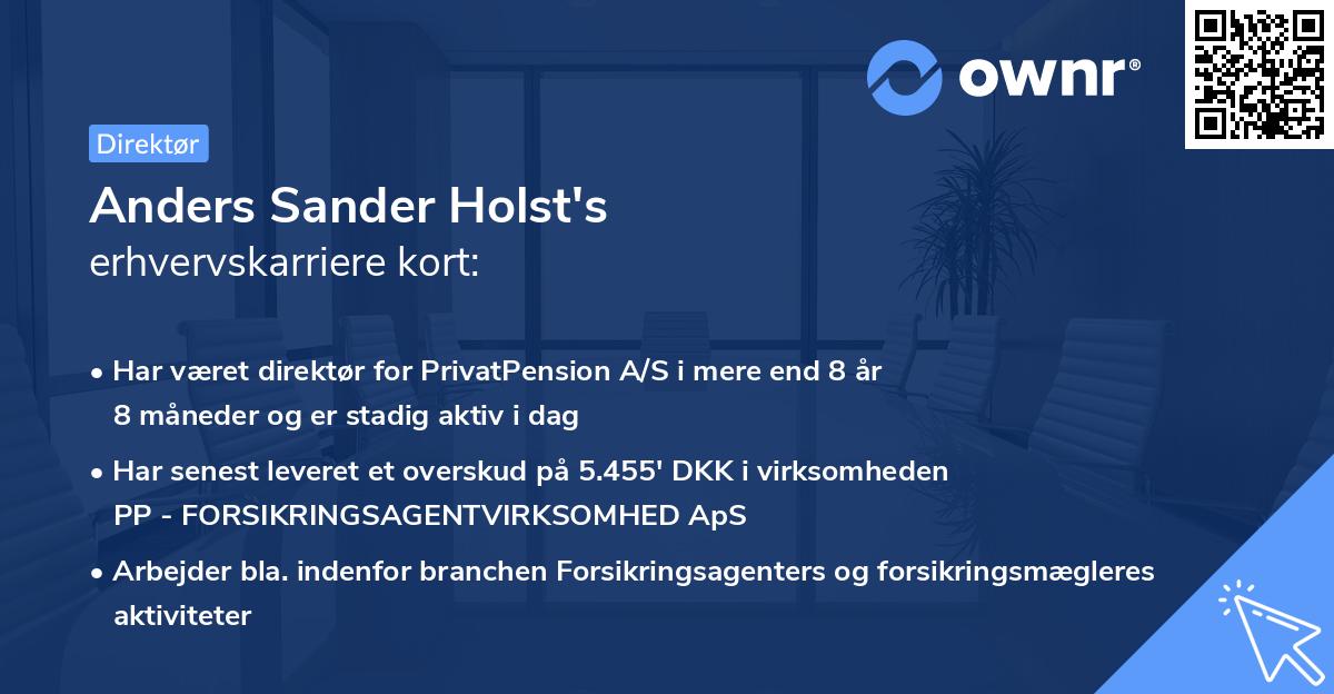 Anders Sander Holst's erhvervskarriere kort