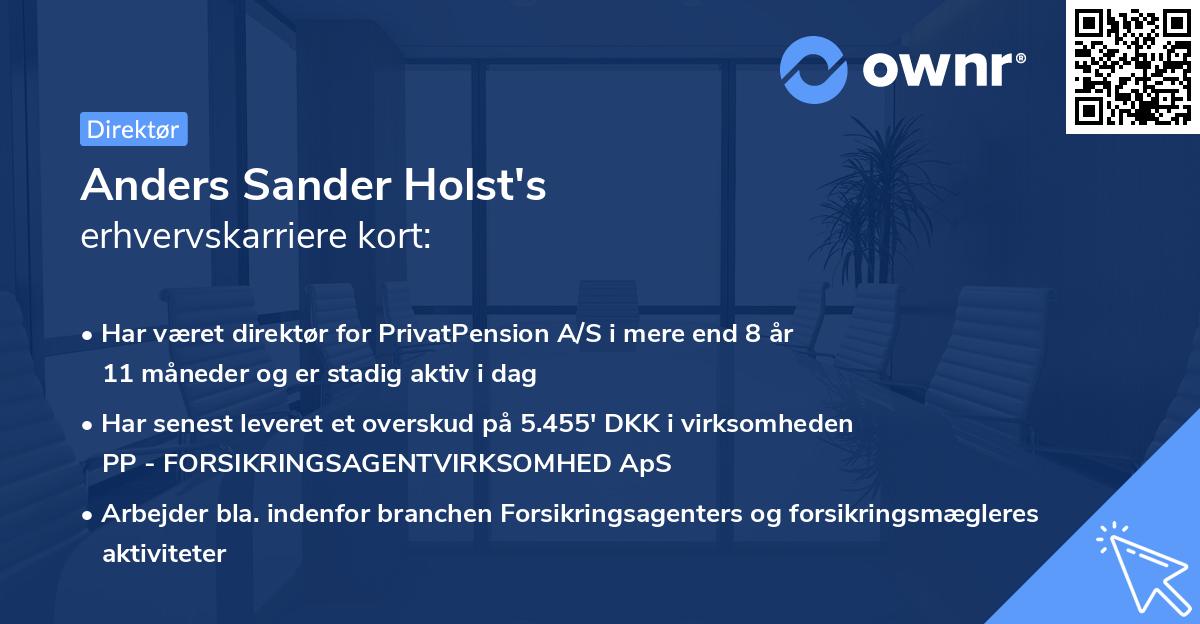Anders Sander Holst's erhvervskarriere kort