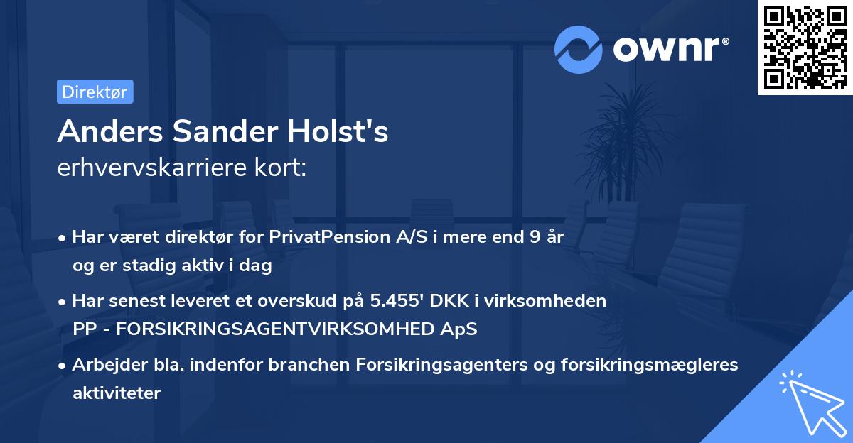 Anders Sander Holst's erhvervskarriere kort