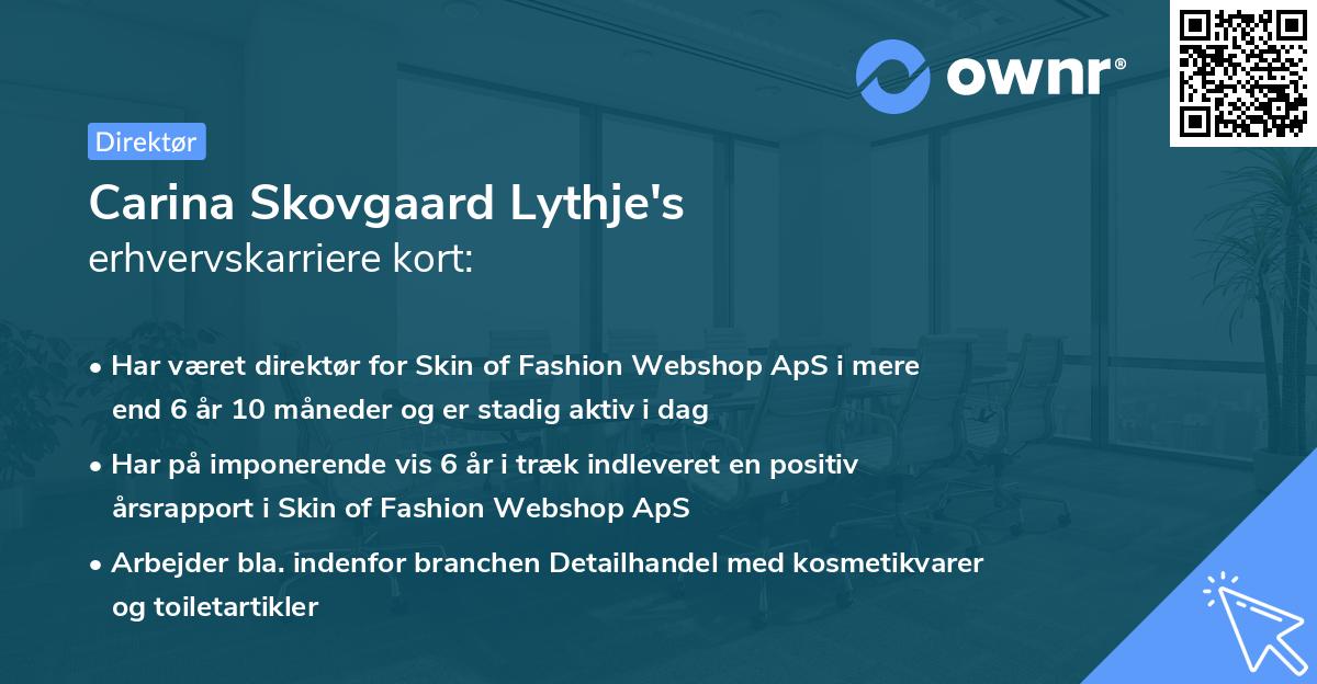 Carina Skovgaard Lythje's erhvervskarriere kort