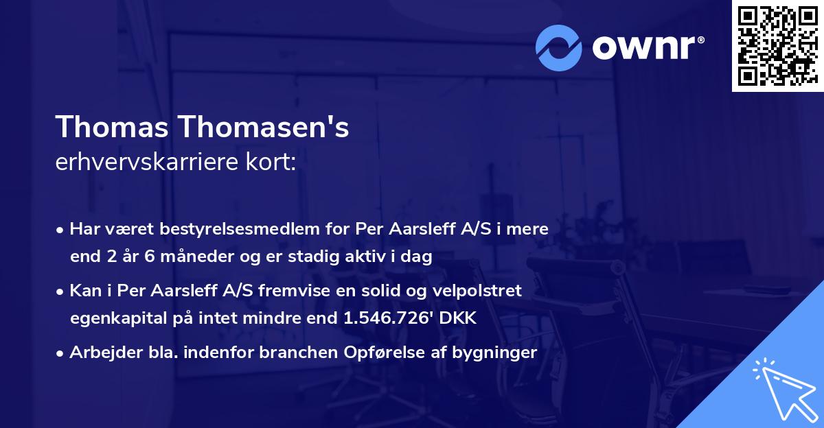 Thomas Thomasen's erhvervskarriere kort