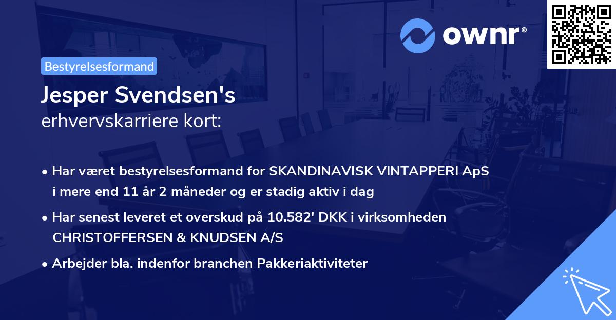Jesper Svendsen's erhvervskarriere kort