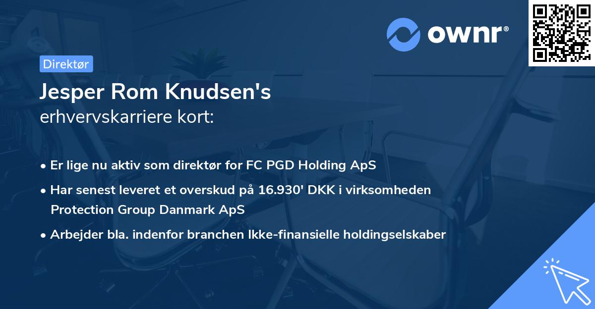 Jesper Rom Knudsen's erhvervskarriere kort