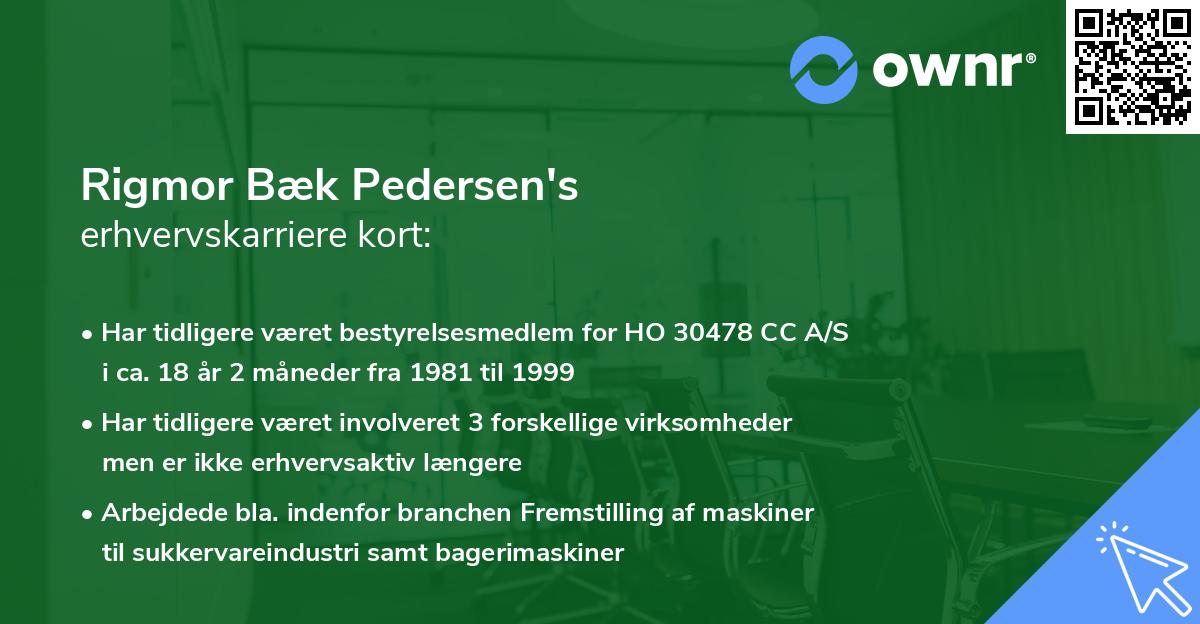 Rigmor Bæk Pedersen's erhvervskarriere kort
