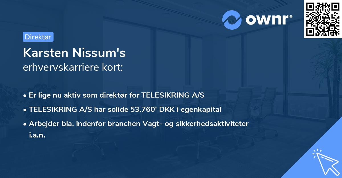 Karsten Nissum's erhvervskarriere kort