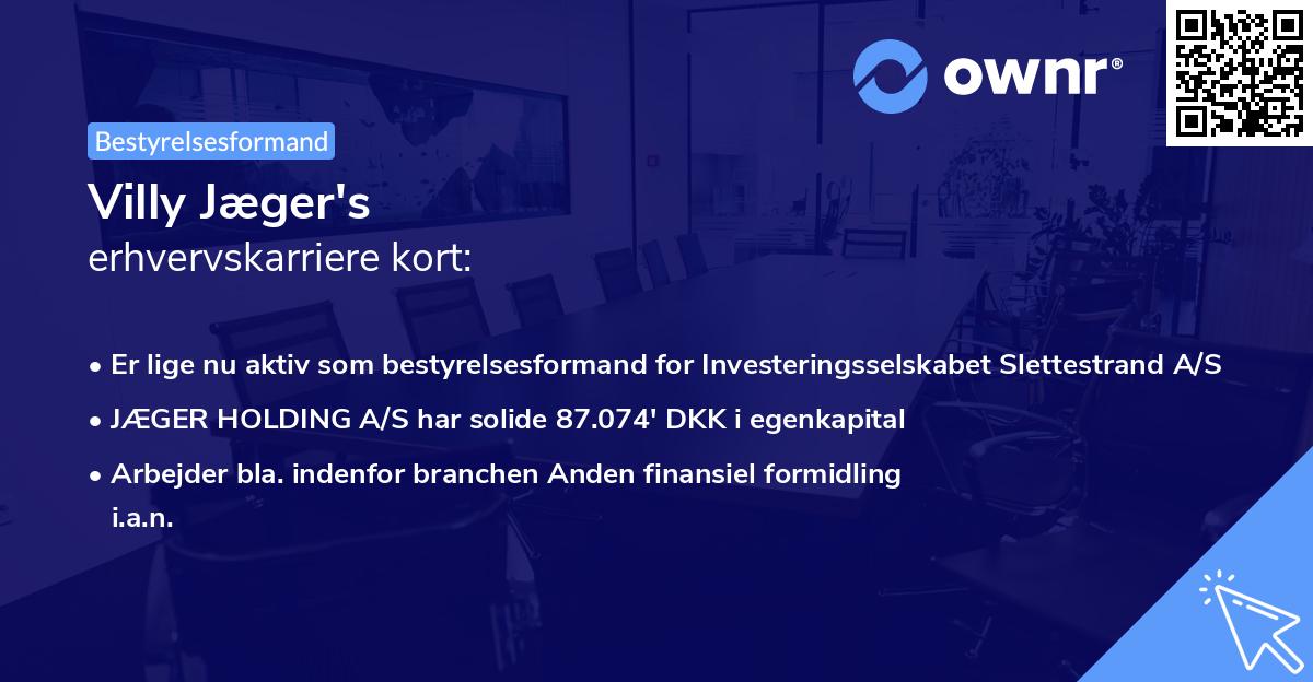 Villy Jæger's erhvervskarriere kort