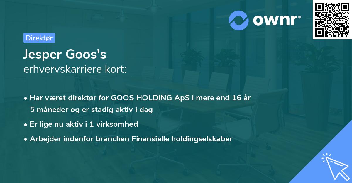 Jesper Goos's erhvervskarriere kort