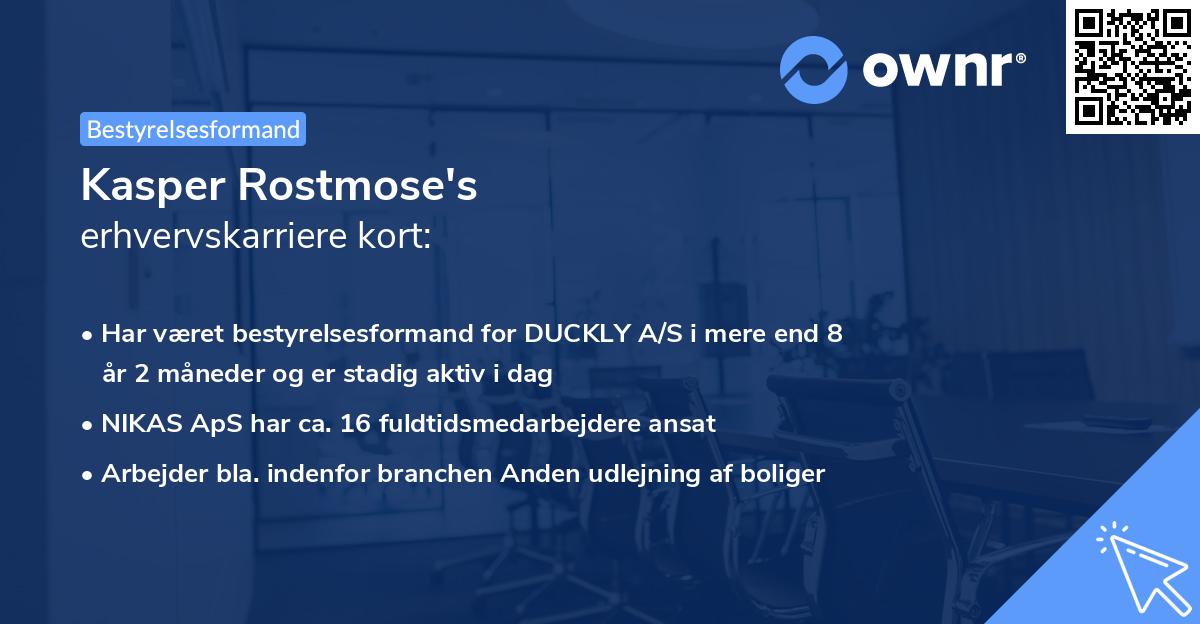 Kasper Rostmose's erhvervskarriere kort