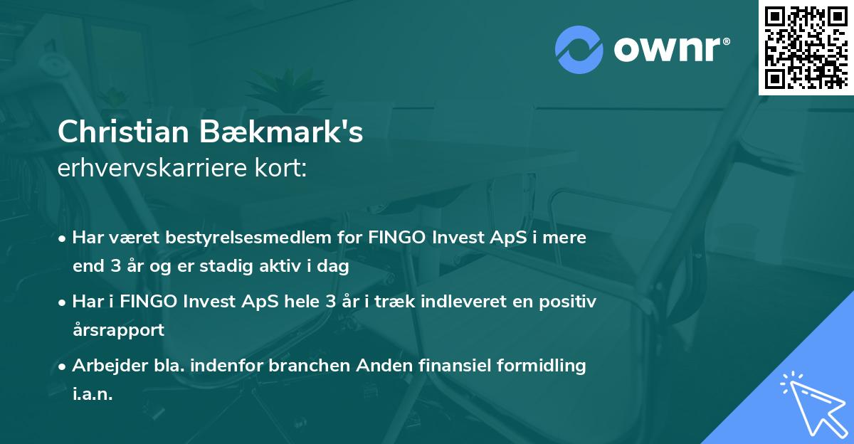 Christian Bækmark's erhvervskarriere kort