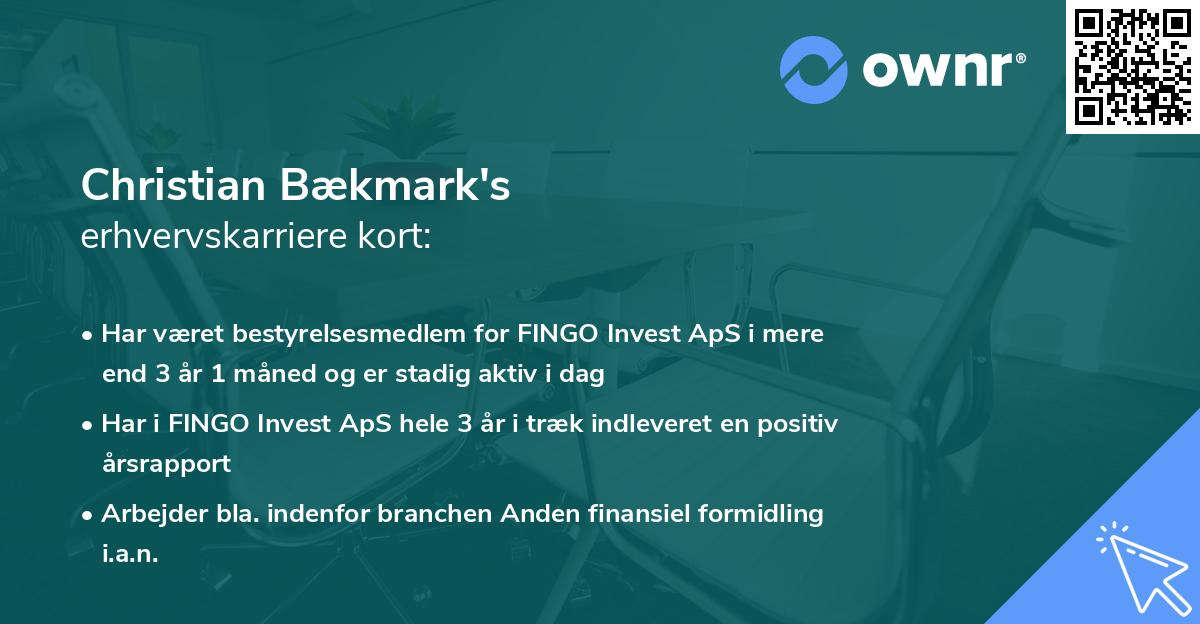 Christian Bækmark's erhvervskarriere kort