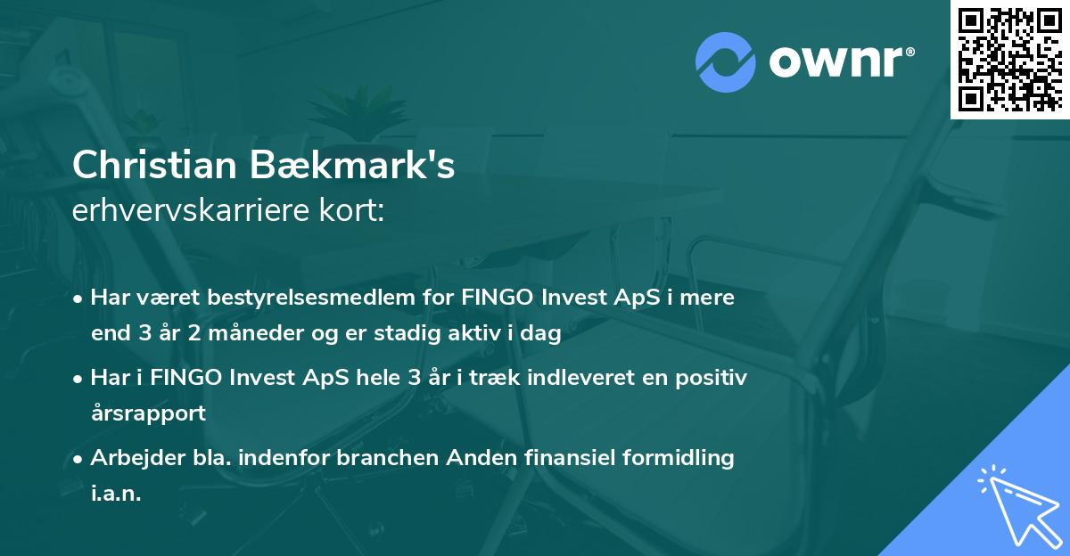 Christian Bækmark's erhvervskarriere kort