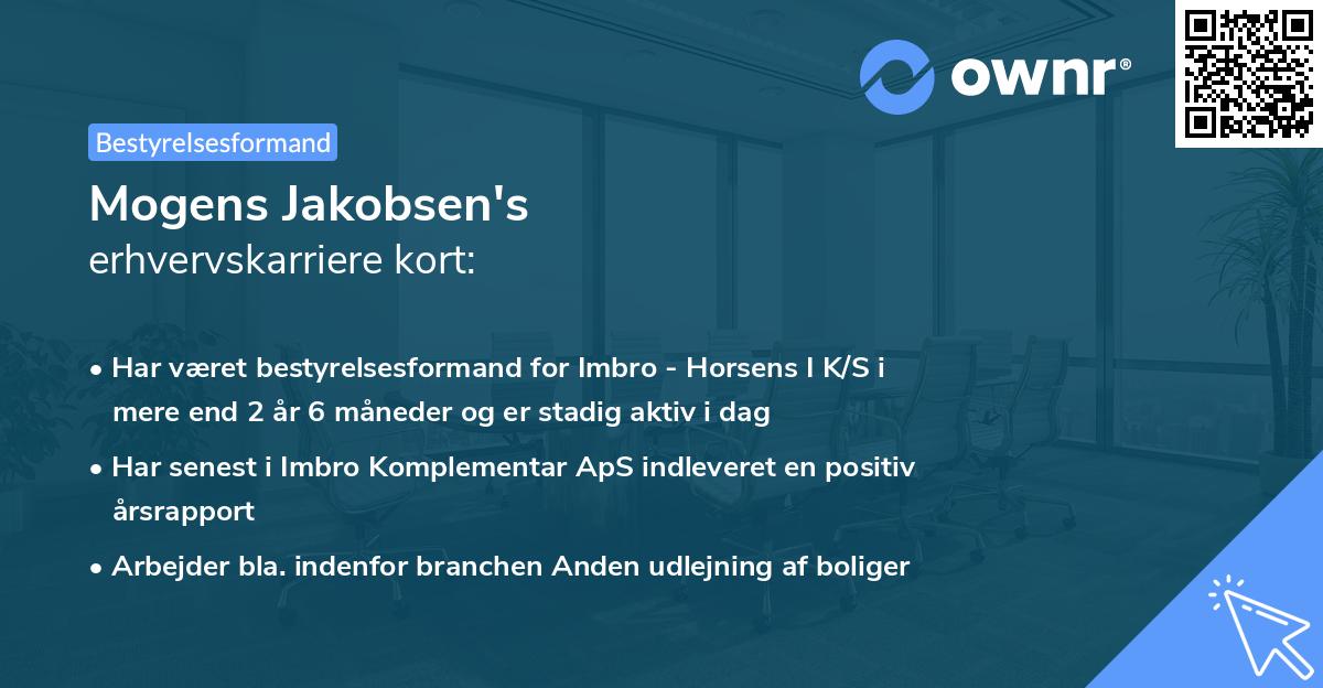 Mogens Jakobsen's erhvervskarriere kort