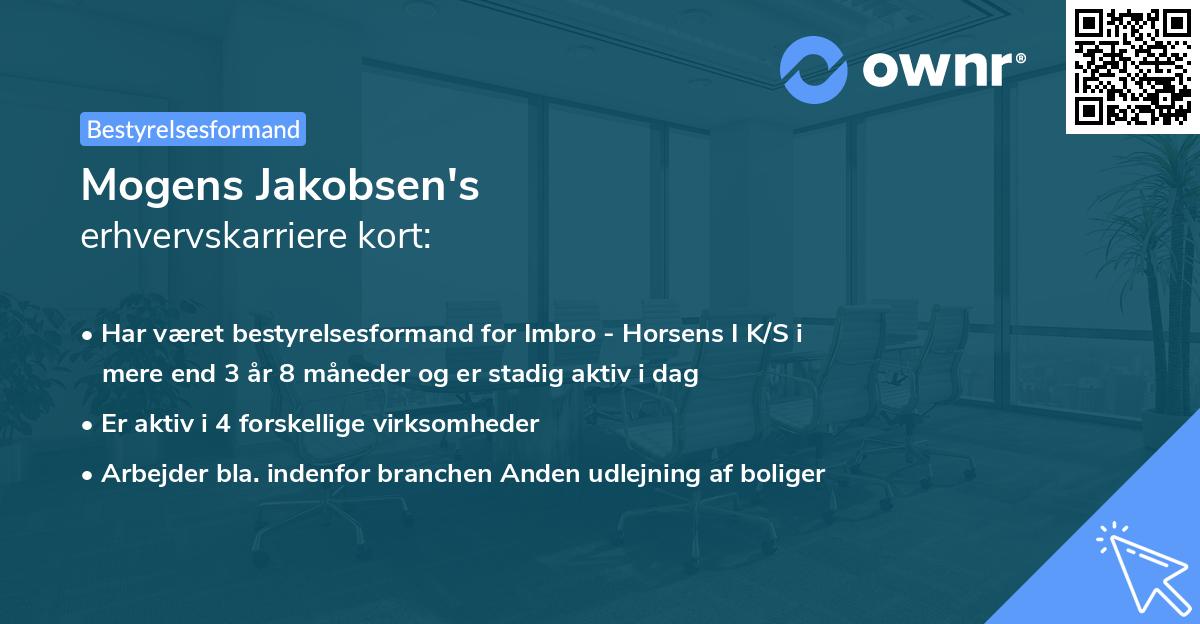 Mogens Jakobsen's erhvervskarriere kort