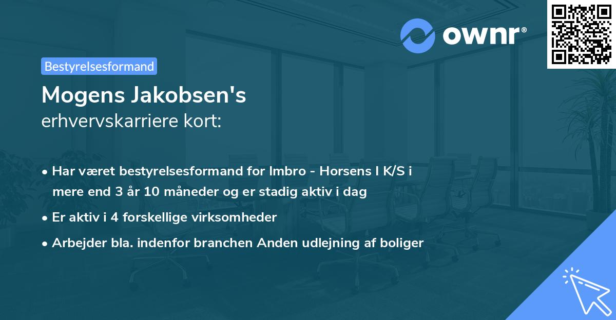 Mogens Jakobsen's erhvervskarriere kort